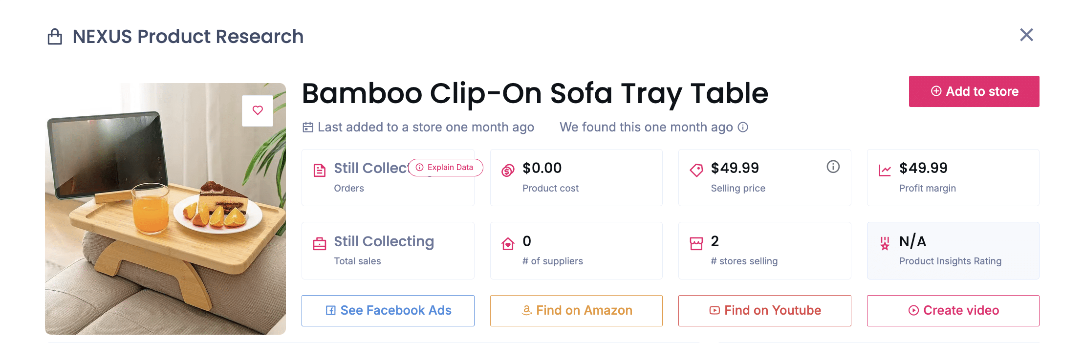 Bamboo Sofa Tray Table